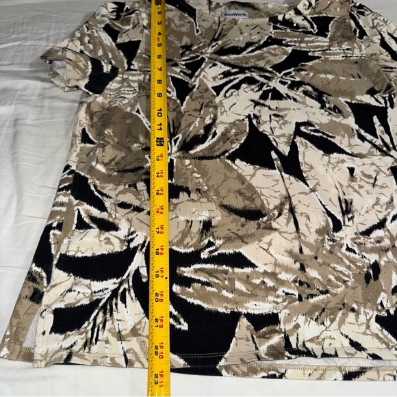 *3 for $15* BonWorth Womens Petite S Short Sleeve Brown & Black Top Blouse Metal - Picture 5 of 9